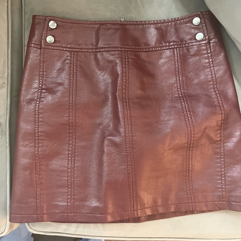 Free People Red Mini Pencil Skirt